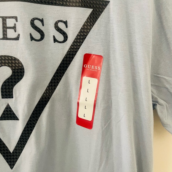 GUESS Sky Blue Triangle Logo Tee - Picture 2 of 2